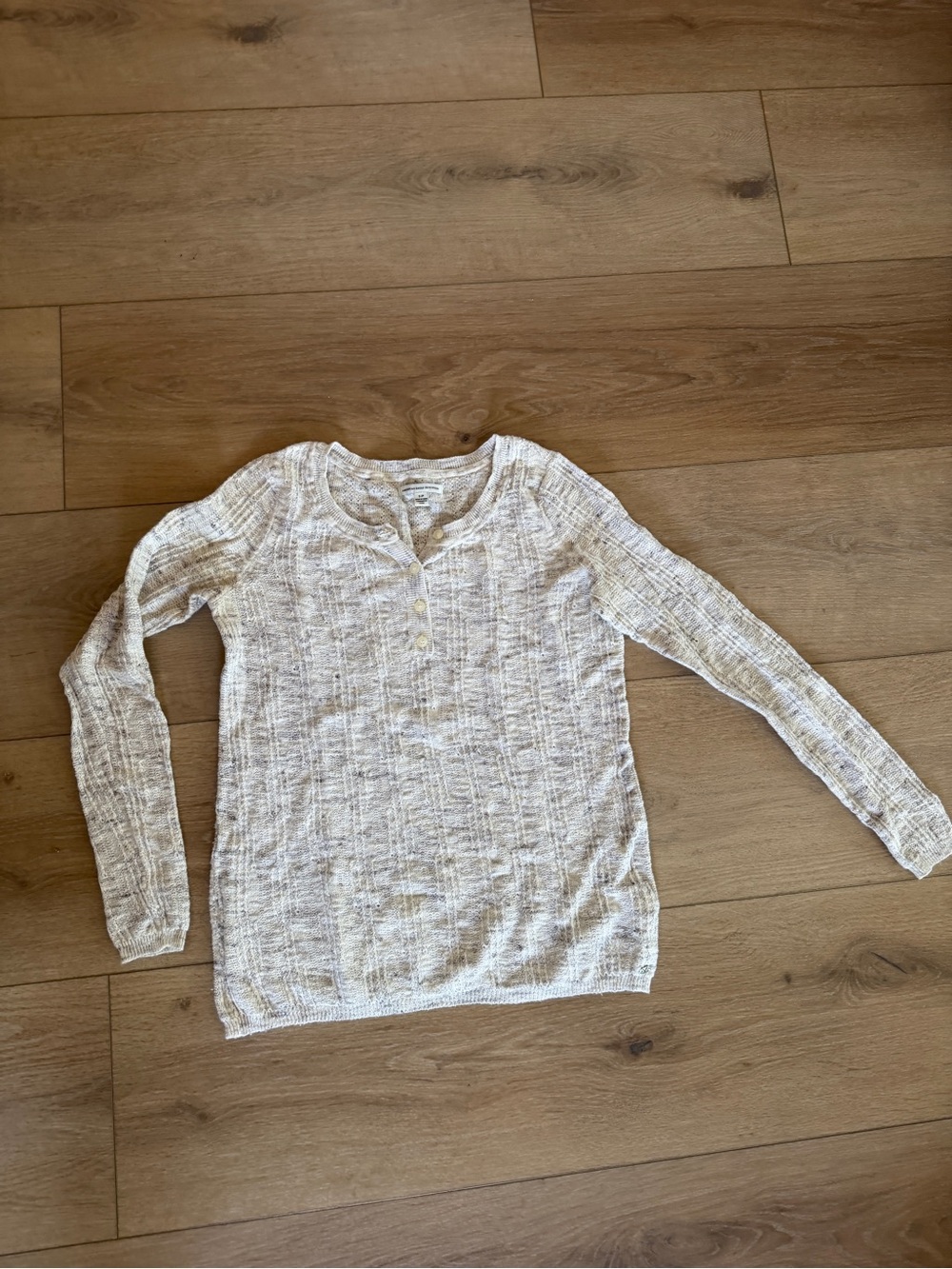 American Eagle Outfitters Off-White Textured Henley Top